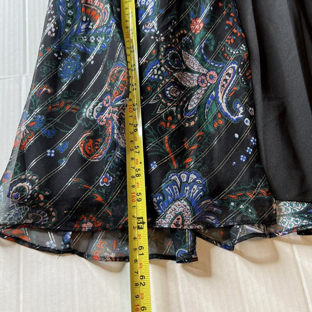 Veronica Beard Black Floral Maxi Dress with Navy and Rust Accents - Picture 8 of 15